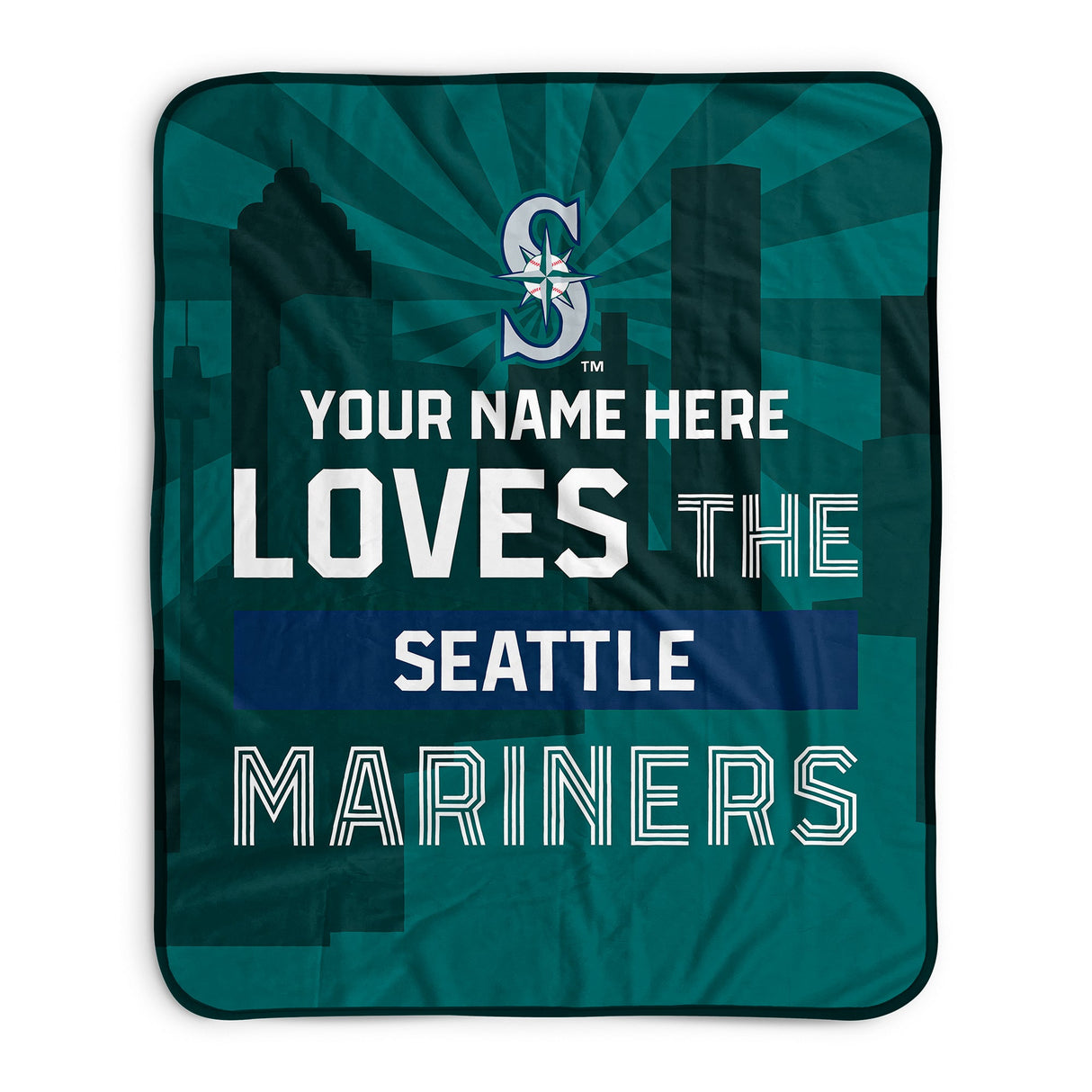 Pixsona Seattle Mariners Skyline Pixel Fleece Blanket | Personalized | Custom