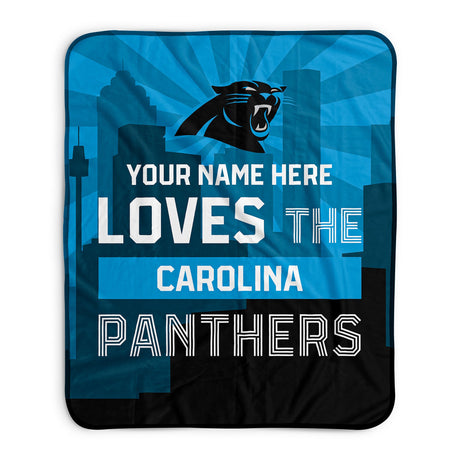 Pixsona Carolina Panthers Skyline Pixel Fleece Blanket | Personalized | Custom