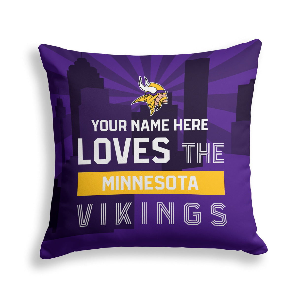 Pixsona Minnesota Vikings Skyline Throw Pillow | Personalized | Custom
