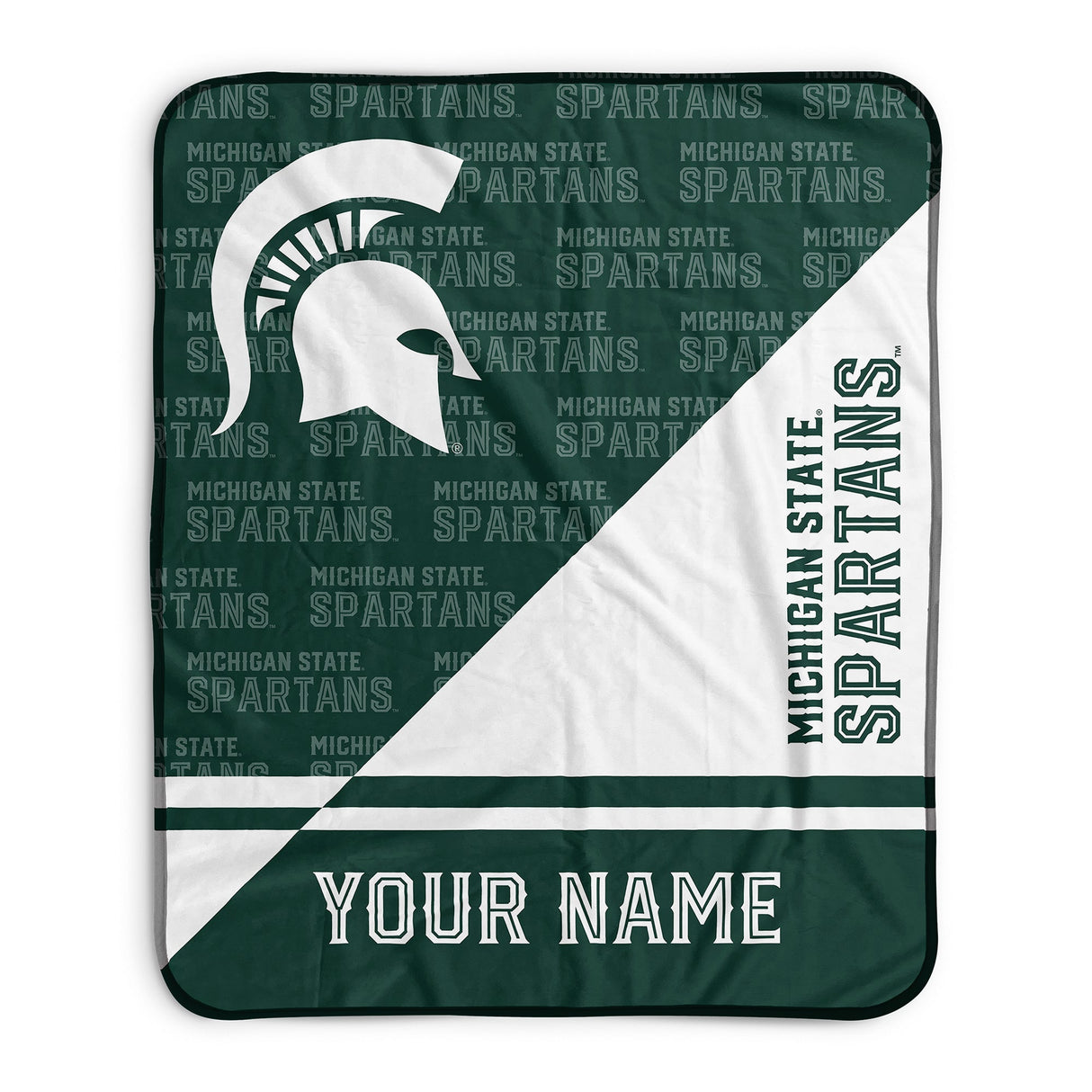 Pixsona Michigan State Spartans Split Pixel Fleece Blanket | Personalized | Custom