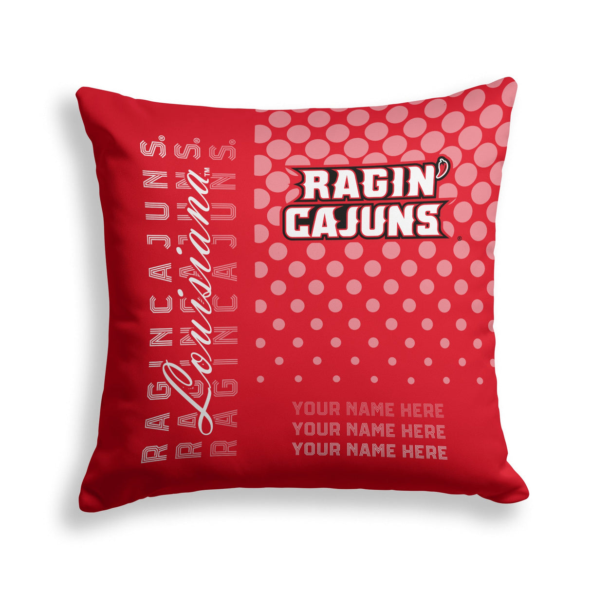 Pixsona Louisiana Lafayette Ragin Cajuns Halftone Throw Pillow | Personalized | Custom