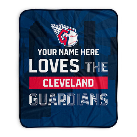 Pixsona Cleveland Guardians Skyline Pixel Fleece Blanket | Personalized | Custom