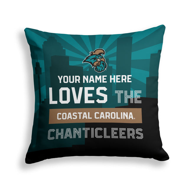 Pixsona Coastal Carolina Chanticleers Skyline Throw Pillow | Personalized | Custom