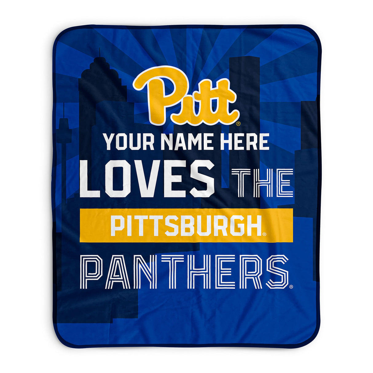 Pixsona Pitt Panthers Skyline Pixel Fleece Blanket | Personalized | Custom