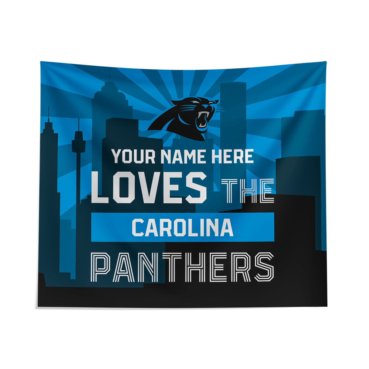 Pixsona Carolina Panthers Skyline Tapestry | Personalized | Custom