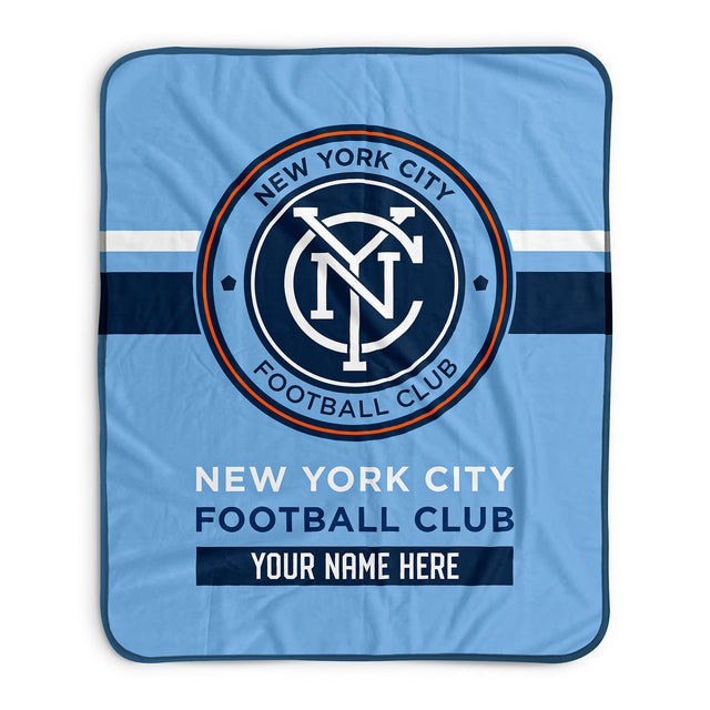 Pixsona New York City Football Club Stripes Pixel Fleece Blanket | Personalized | Custom