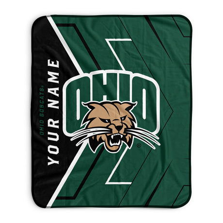Pixsona Ohio Bobcats Glow Pixel Fleece Blanket | Personalized | Custom
