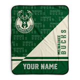 Pixsona Milwaukee Bucks Split Pixel Fleece Blanket | Personalized | Custom