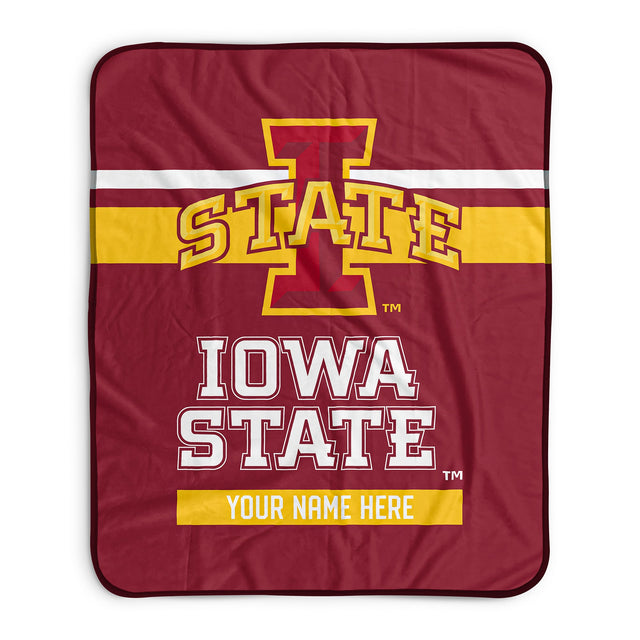 Pixsona Iowa State Cyclones Stripes Pixel Fleece Blanket | Personalized | Custom