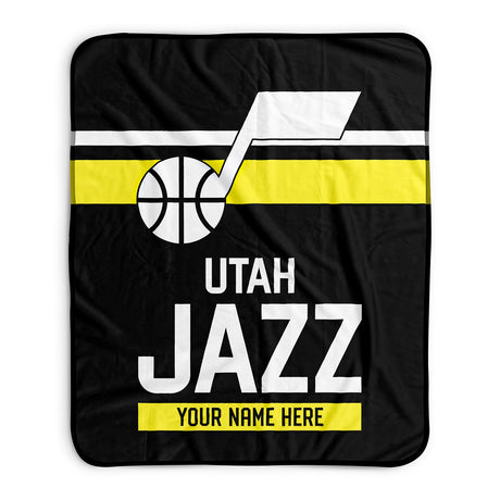 Pixsona Utah Jazz Stripes Pixel Fleece Blanket | Personalized | Custom