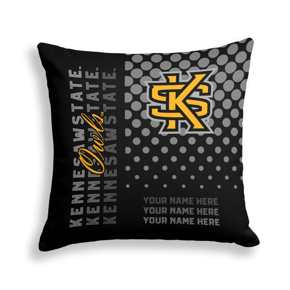 Pixsona Kennesaw State Owls Halftone Throw Pillow | Personalized | Custom