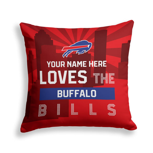 Pixsona Buffalo Bills Skyline Throw Pillow | Personalized | Custom
