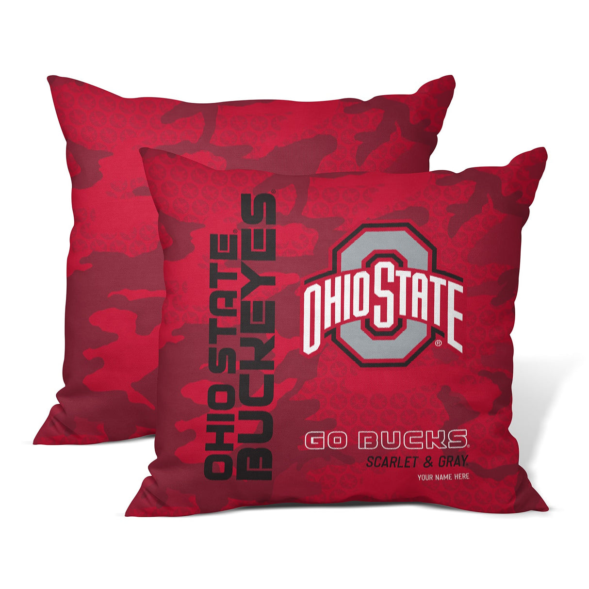 Pixsona Ohio State Buckeyes Red Camo Throw Pillow | Personalized | Custom