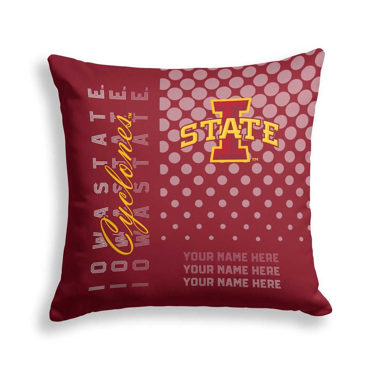 Pixsona Iowa State Cyclones Halftone Throw Pillow | Personalized | Custom