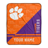 Pixsona Clemson Tigers Split Pixel Fleece Blanket | Personalized | Custom