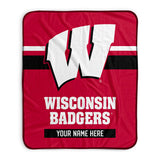 Pixsona Wisconsin Badgers Stripes Pixel Fleece Blanket | Personalized | Custom