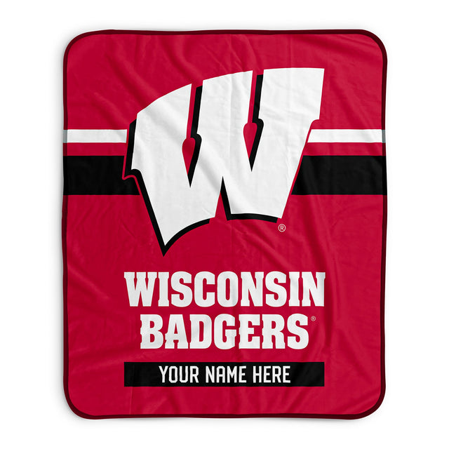 Pixsona Wisconsin Badgers Stripes Pixel Fleece Blanket | Personalized | Custom