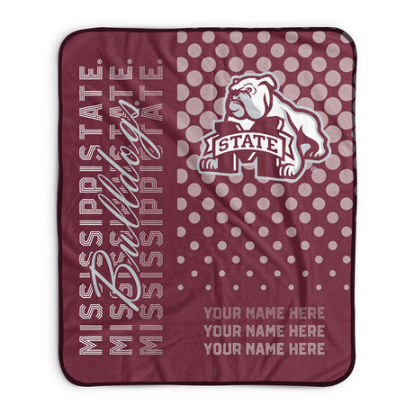 Pixsona Mississippi State Bulldogs Halftone Pixel Fleece Blanket | Personalized | Custom