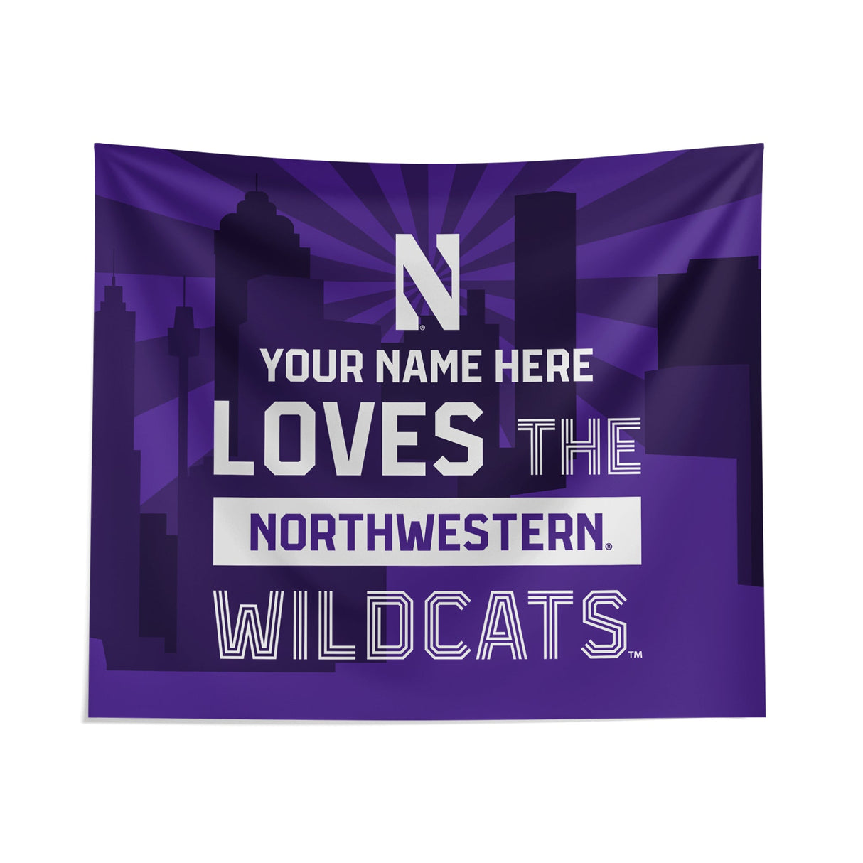 Pixsona Northwestern Wildcats Skyline Tapestry | Personalized | Custom