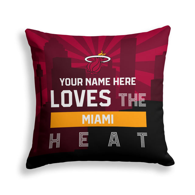 Pixsona Miami Heat Skyline Throw Pillow | Personalized | Custom