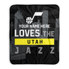 Pixsona Utah Jazz Skyline Pixel Fleece Blanket | Personalized | Custom