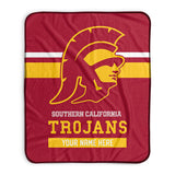 Pixsona USC Trojans Stripes Pixel Fleece Blanket | Personalized | Custom