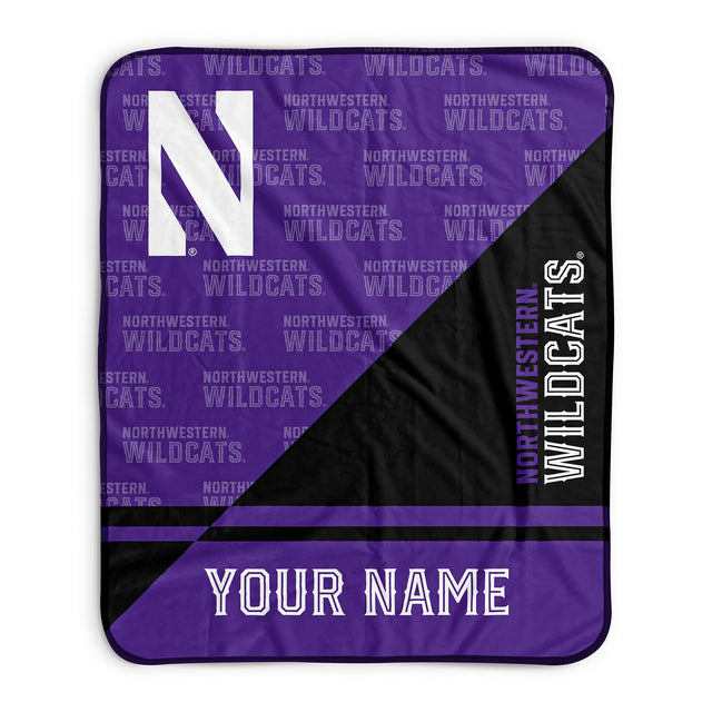 Pixsona Northwestern Wildcats Split Pixel Fleece Blanket | Personalized | Custom