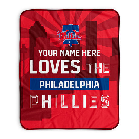 Pixsona Philadelphia Phillies Skyline Pixel Fleece Blanket | Personalized | Custom