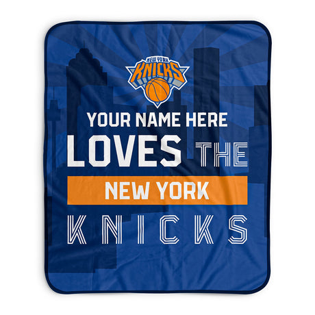 Pixsona New York Knicks Skyline Pixel Fleece Blanket | Personalized | Custom