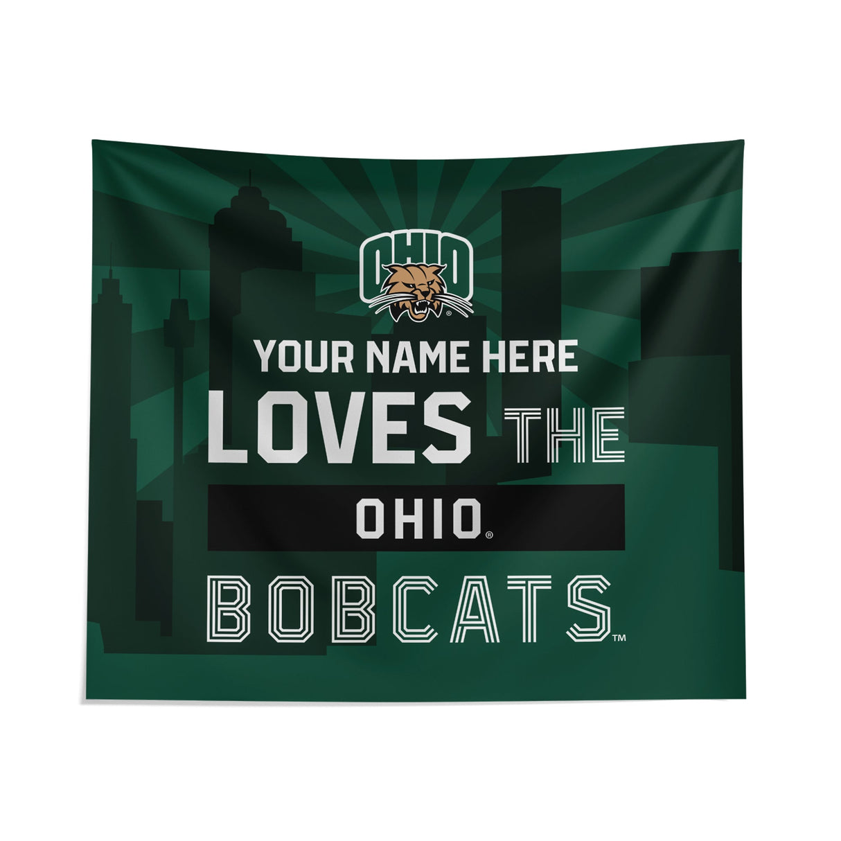 Pixsona Ohio Bobcats Skyline Tapestry | Personalized | Custom