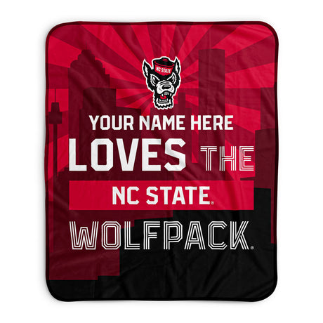 Pixsona NC State Wolfpack Skyline Pixel Fleece Blanket | Personalized | Custom