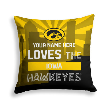 Pixsona Iowa Hawkeyes Skyline Throw Pillow | Personalized | Custom