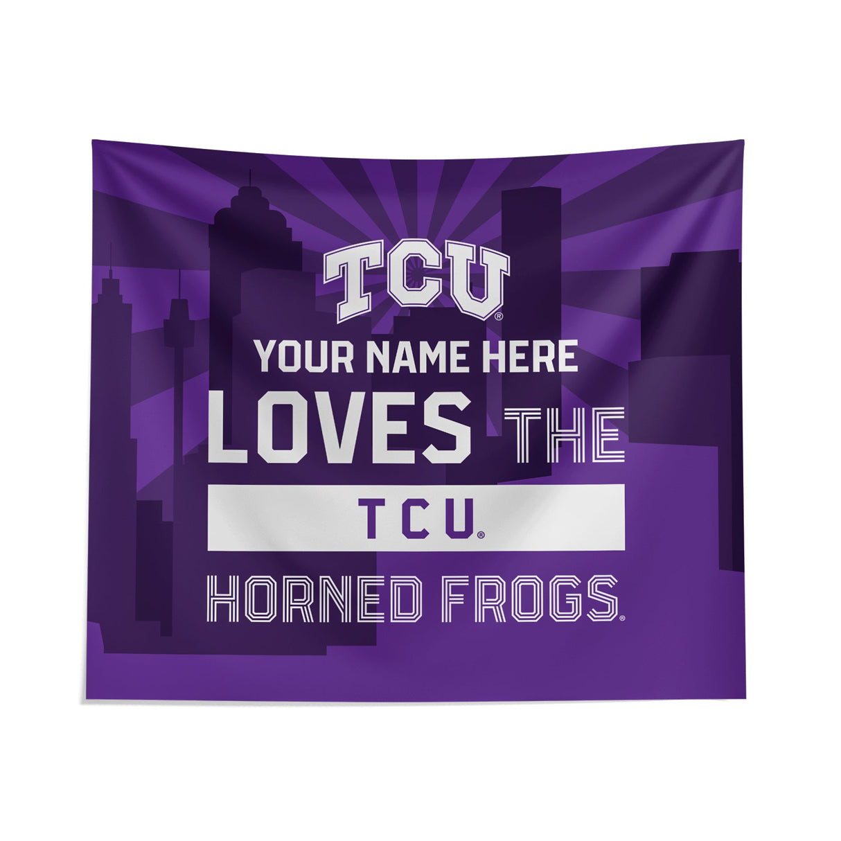 Pixsona TCU Horned Frogs Skyline Tapestry | Personalized | Custom