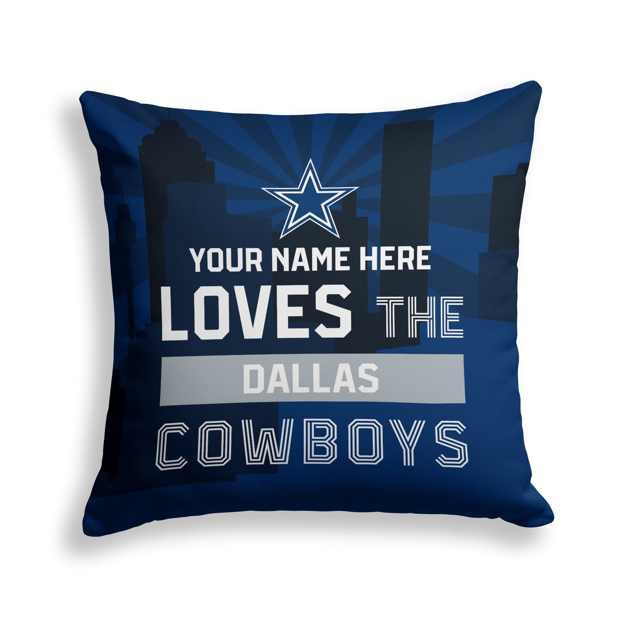 Pixsona Dallas Cowboys Skyline Throw Pillow | Personalized | Custom