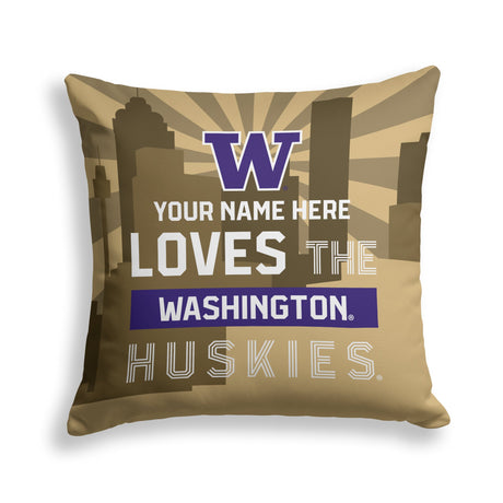Pixsona Washington Huskies Skyline Throw Pillow | Personalized | Custom
