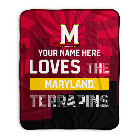 Pixsona Maryland Terrapins Skyline Pixel Fleece Blanket | Personalized | Custom