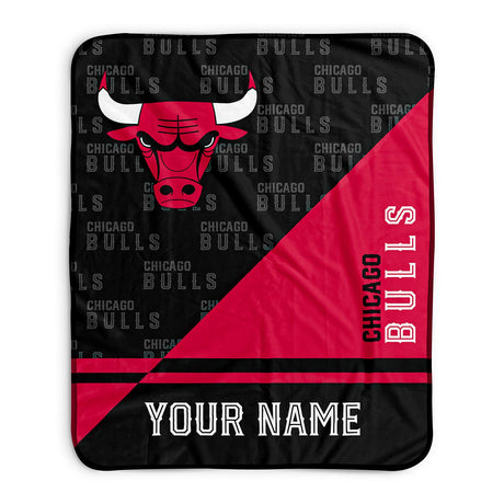 Pixsona Chicago Bulls Split Pixel Fleece Blanket | Personalized | Custom