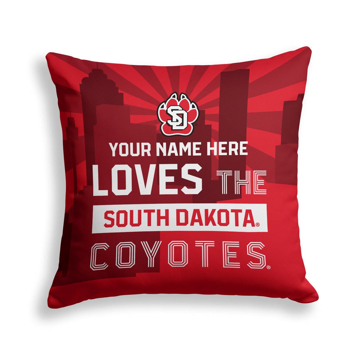 Pixsona South Dakota Coyotes Skyline Throw Pillow | Personalized | Custom