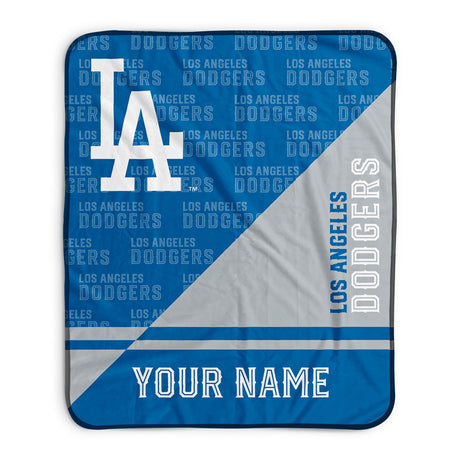 Pixsona Los Angeles Dodgers Split Pixel Fleece Blanket | Personalized | Custom