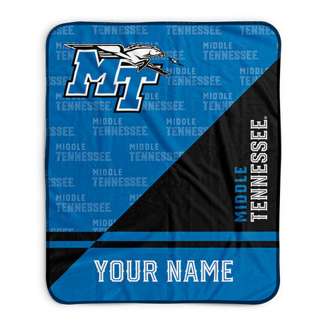 Pixsona Middle Tennessee State Blue Raiders Split Pixel Fleece Blanket | Personalized | Custom