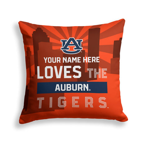 Pixsona Auburn Tigers Skyline Throw Pillow | Personalized | Custom