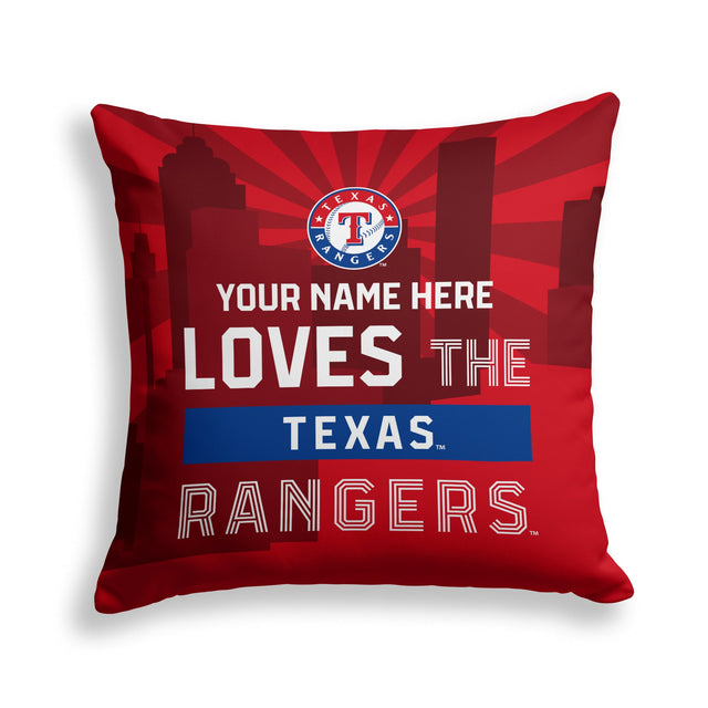 Pixsona Texas Rangers Skyline Throw Pillow | Personalized | Custom