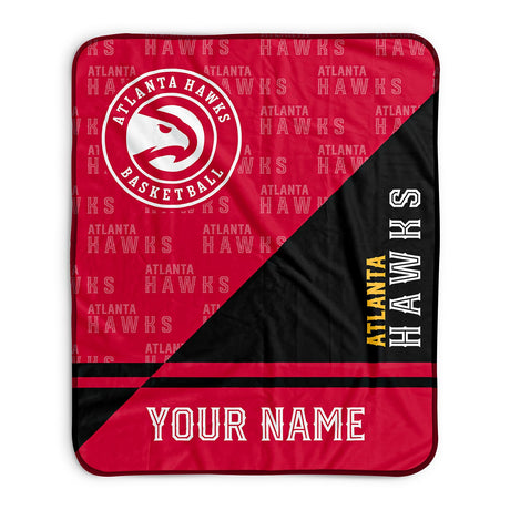 Pixsona Atlanta Hawks Split Pixel Fleece Blanket | Personalized | Custom