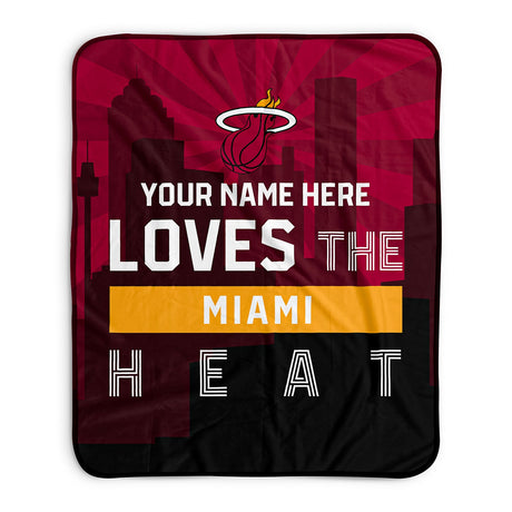 Pixsona Miami Heat Skyline Pixel Fleece Blanket | Personalized | Custom