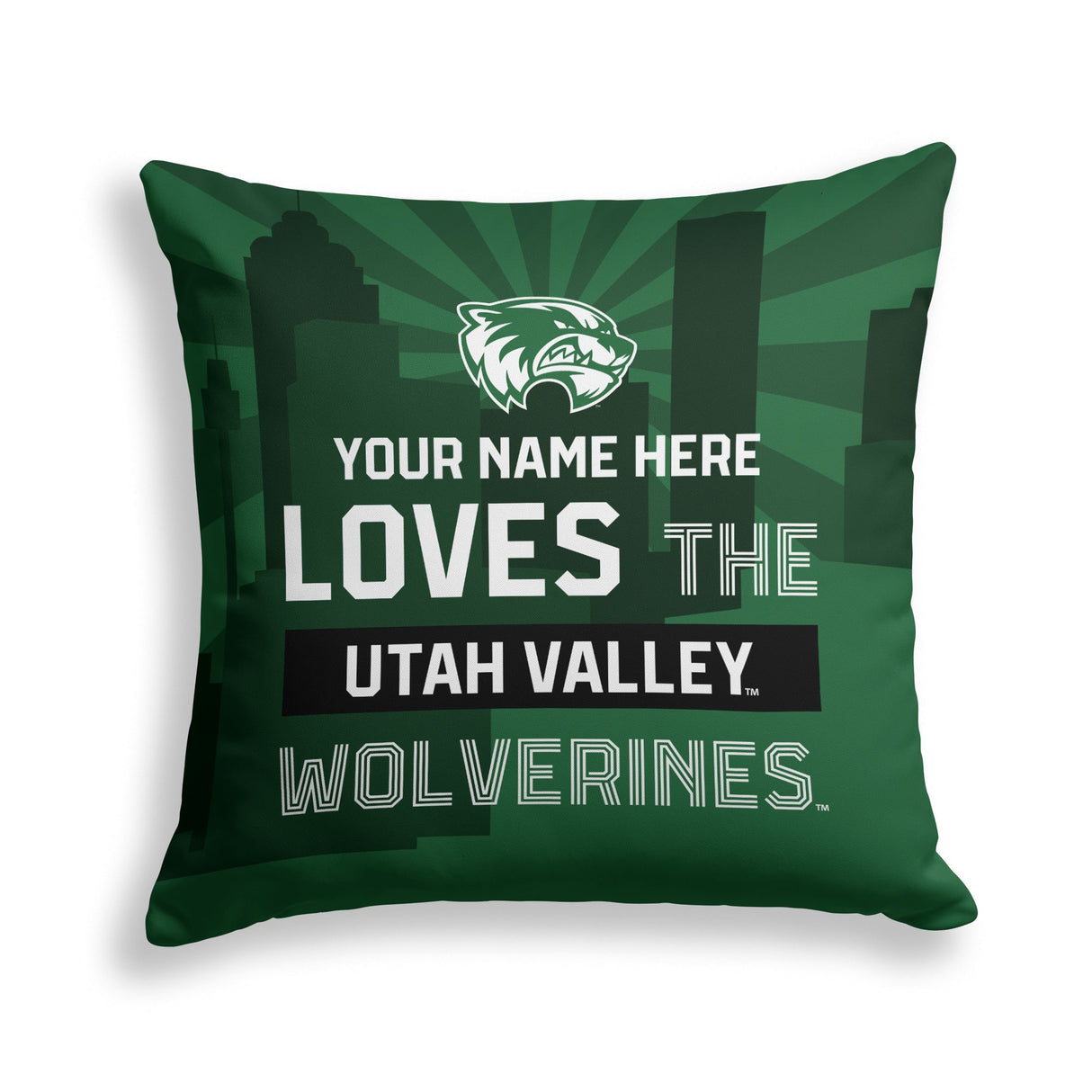 Pixsona Utah Valley Wolverines Skyline Throw Pillow | Personalized | Custom