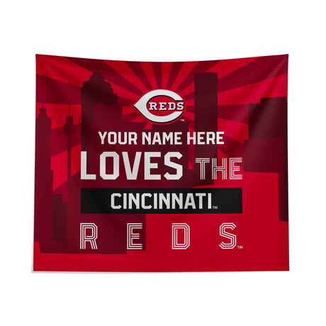 Pixsona Cincinnati Reds Skyline Tapestry | Personalized | Custom