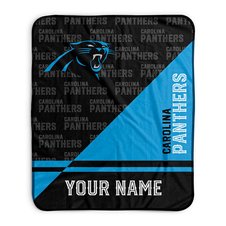 Pixsona Carolina Panthers Split Pixel Fleece Blanket | Personalized | Custom