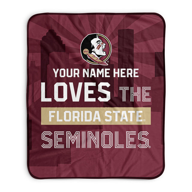 Pixsona Florida State Seminoles Skyline Pixel Fleece Blanket | Personalized | Custom