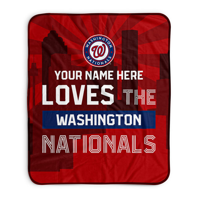 Pixsona Washington Nationals Skyline Pixel Fleece Blanket | Personalized | Custom