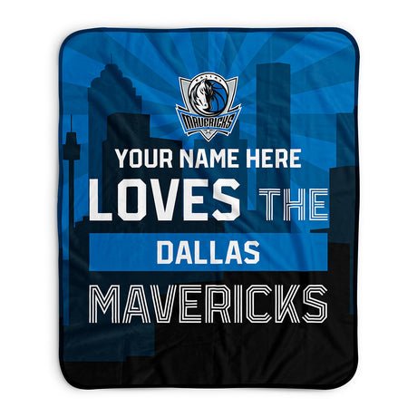 Pixsona Dallas Mavericks Skyline Pixel Fleece Blanket | Personalized | Custom